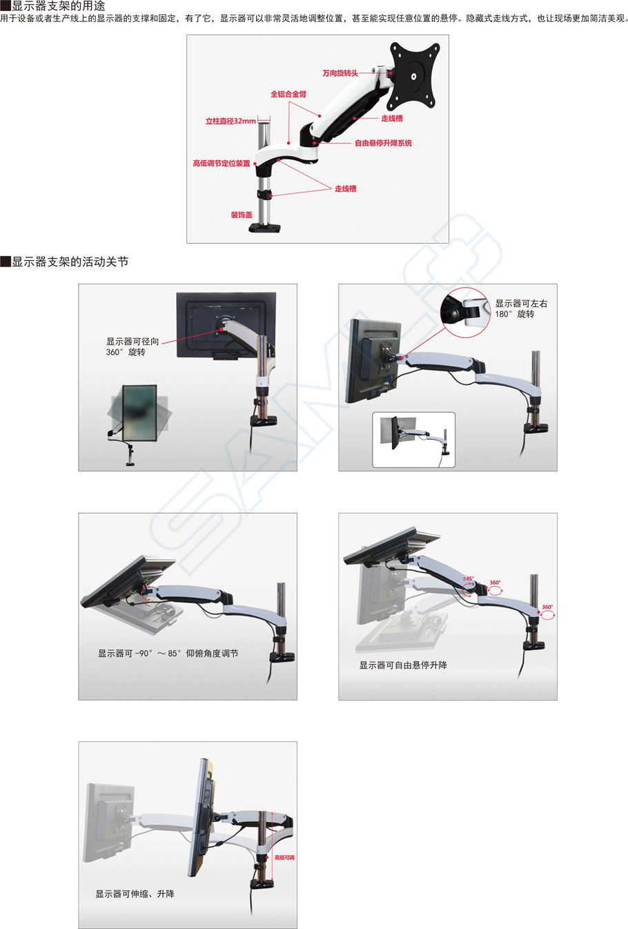 顯示器支架-水平多關節型WHB作用與用途