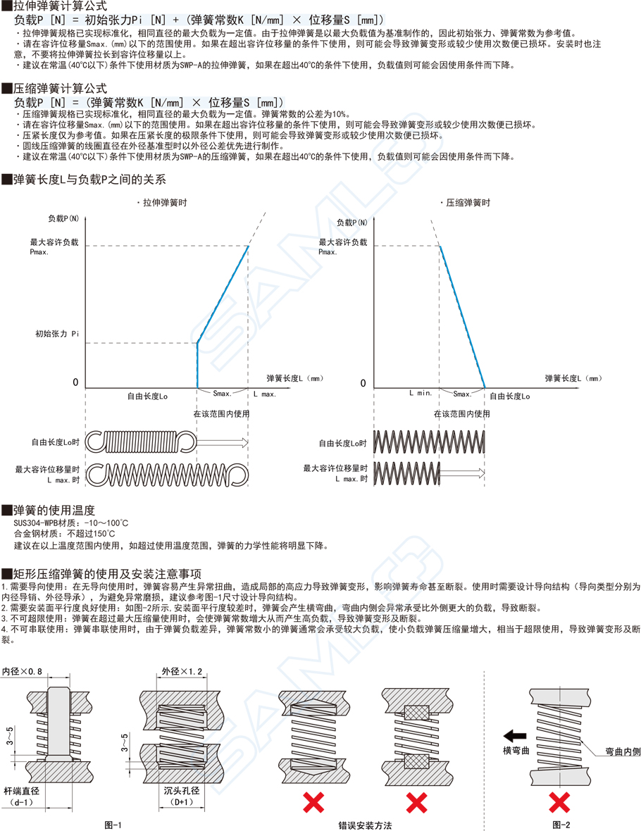 壓縮彈簧-彈簧常數0.35～2.53使用注意事項