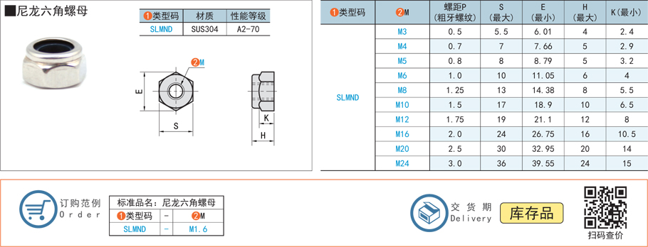 尼龍六角螺母規格參數尺寸材質