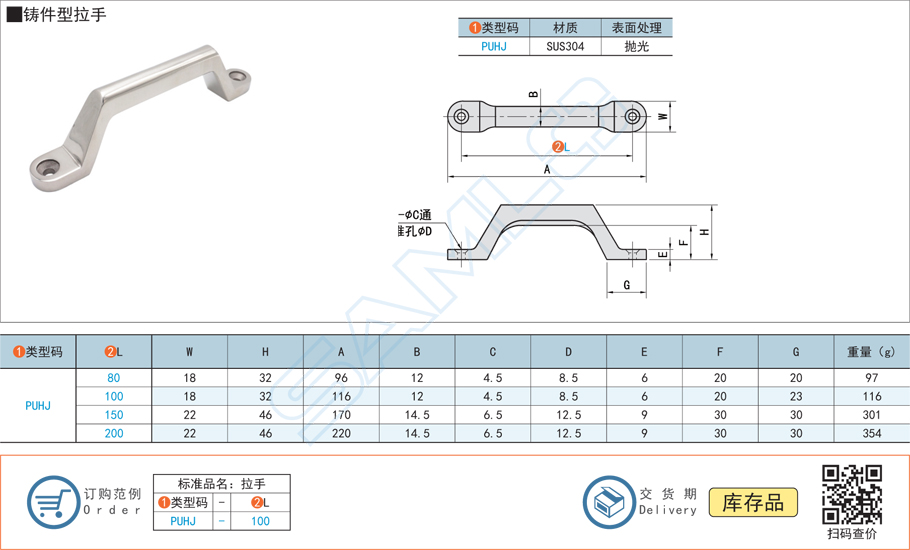 鑄件型拉手門把手規格參數尺寸材質